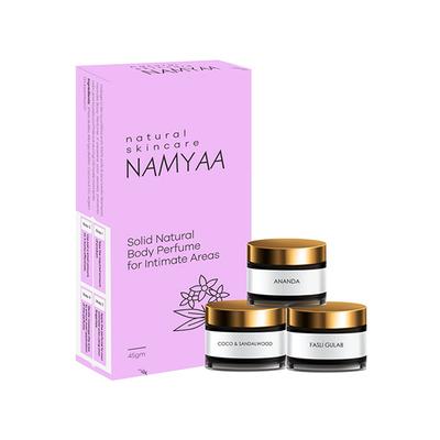 Namyaa Solid Natural Body Perfume for Underarms, Inner Thigh, Knee and Bikini Area, Sensitive Areas, 15 g 3's - Intimate Care