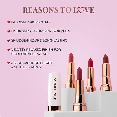Just Herbs Long Stay Relaxed Matte Lipstick Shea Butter + Jojoba Oil Jhrm 01 (Fiery Pink) 4gm - Lipsticks
