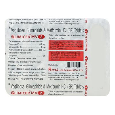 GLIMICER MV2 Tablet 10's - Diabetes-Ant