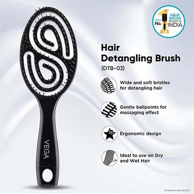 Vega Hair Brush,Vented Hair Brush for Women and Men, for Quick Blow Drying, Wet and Dry Hair (DTB-03) 107 gm - Hair Brushes