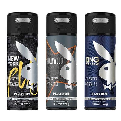 Playboy King + New York + Hollywood Deo New Combo Set - Pack of 3 Mens 450 ml - Men Deodorants/Roll-Ons