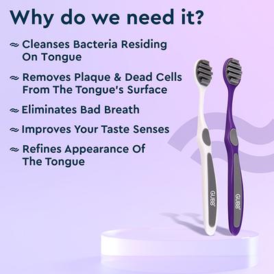 Gubb T+ Tongue Cleaner 2S Purple and Grey 175gm 2's - Floss & Tongue Cleaners