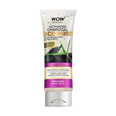 Wow Life Science Activated Charcoal Face Wash Tube 100 ml - Face Washes