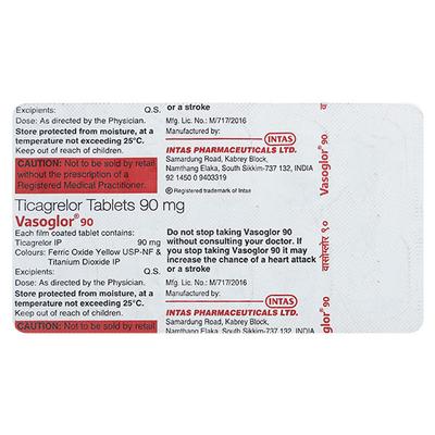 VASOGLOR 90 Tablet 10's - Blood Clot-Ant