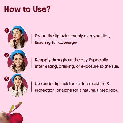 Aravi Organic Tinted Beetroot Lip Balm with SPF 50 PA Plus Kojic Acid and Ceramide for Lip Brightening 5 gm - Lip Balms