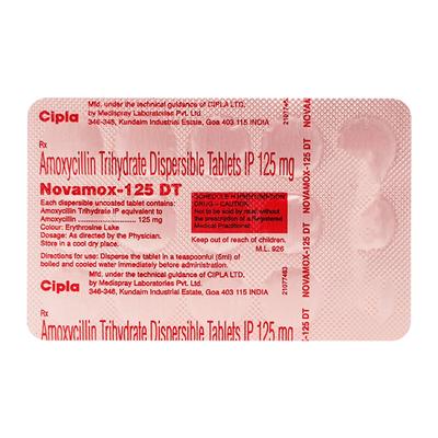 Novamox DT 125mg Tablet 15'S - Bacterial Infections-Pen