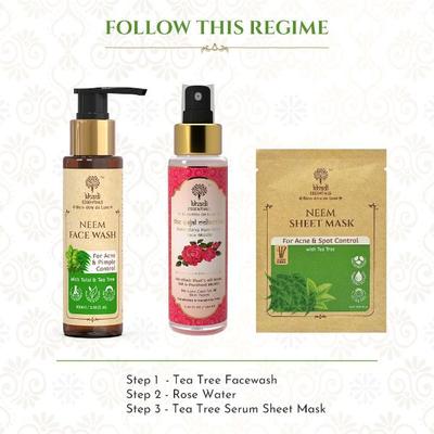 Khadi Essentials Ayurvedic Tea Tree Serum Sheet Mask For Spot Removal & Hydrated Skin (Pack of 3) 100 gm - Sheet Masks