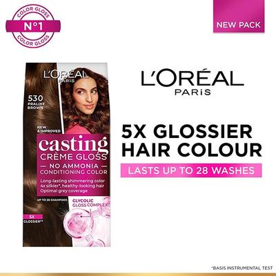 L'Oreal Paris Casting Creme Gloss Hair Color, 530 Praline Brown 87.5g+72ml 1's - Crème