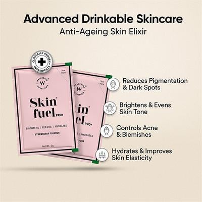 Wellbeing Nutrition Skin Fuel Pro+ Glutathione, Vit C & E, Anti-aging - Strawberry 28 Servings 1's - Hair & Skin