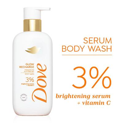 Dove 3% Brightening Serum + Vitamin C Glow Recharge Serum Body Wash, 300 ml - Shower Gels & Body Wash