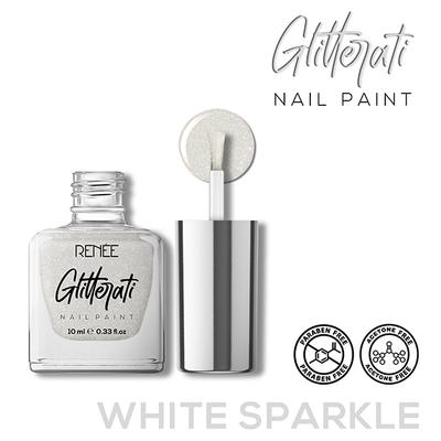 Renee Glitterati Nail Paint - White Sparkle 10 ml - Nail Polish