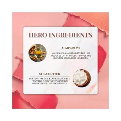Just Herbs Tinted Lip Balm SPF20+ Almond Oil + Shea Butter, Nourishing Moisturising Healing (Peach) 4gm - Lip Balms