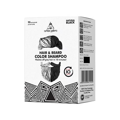 Urban Gabru Hair and Beard Color Shampoo - Natural Black - Ammonia Free and Enriched with Vitamin C - include free Gloves 90 ml - Beard Colour