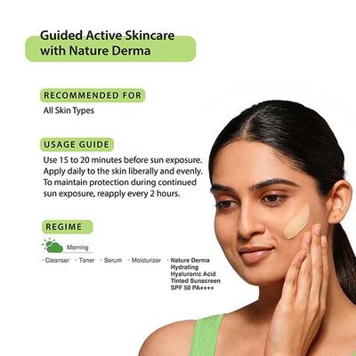 Nature Derma Hydrating Hyaluronic Acid Tinted Sunscreen Spf 50 Pa++++ 50 ml - Face Sunscreen