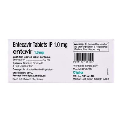 Entavir 1mg Tablet 10'S - Viral infections-Ant
