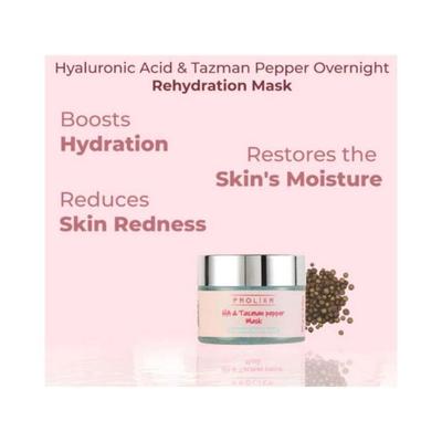 Prolixr Hyaluronic Acid and Tazman Pepper Overnight Rehydration Mask 60 gm - Masks & Peels