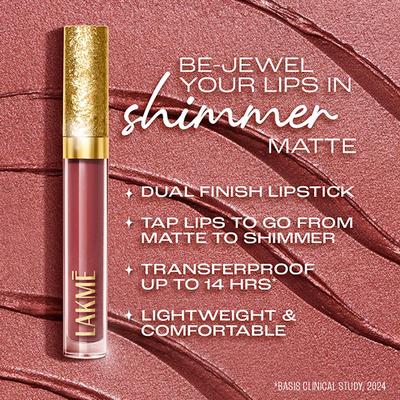 Lakme Be-Jewel Shimmer Lip Liquid, Luminous Matte Finish - 303 Cocoa Glow 3.5 ml - Liquid Lipsticks