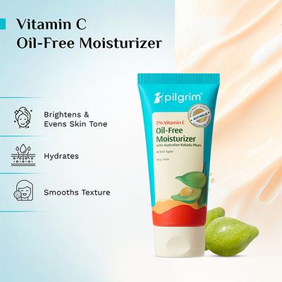 Pilgrim 2% Vitamin C OIL-FREE MOISTURIZER with Kakadu Plum & Lime Pearl for brighter skin 50 gm - Face Moisturizers