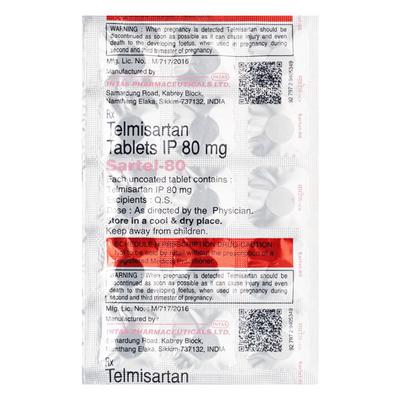 Sartel 80mg Tablet 15'S - Hypertension-Ang