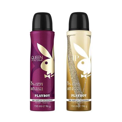 Playboy VIP + Queen Deo New Combo Set - Pack of 2 Mens 300 ml - Men Deodorants/Roll-Ons