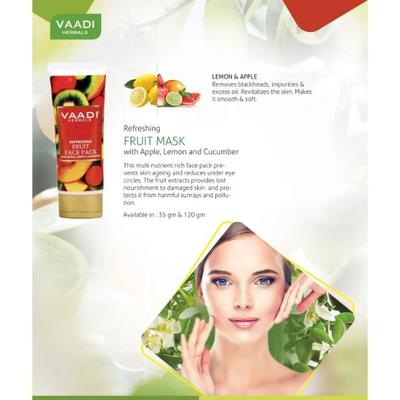 Vaadi Herbals Refreshing Fruit Pack with Apple, Lemon & Cucumber 120 gm - Face Packs