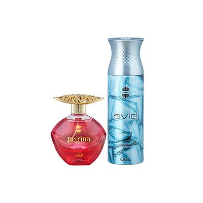 Ajmal Regina EDP Floral Fruity Perfume And Avid Homme Deodorant Aquatic Woody Fragrance 300 ml - Perfumes (Edt/Edp)