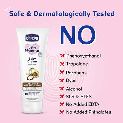 Chicco Baby Moments Baby Cream With Argan Oil and Avocado Butter 200 gm - Creams, Lotions & Oils