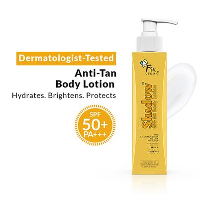 Fixderma Shadow Sunscreen Body Lotion with SPF 50 PA+++, 2% Niacinamide for Women and Men 200 ml - Face Moisturizers