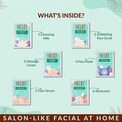 NEUD 6-Step DIY Makeover Facial Kit for Salon-Like Glow at Home 60 gm - Facial Kits