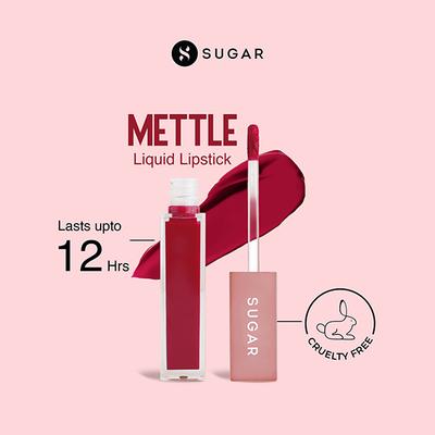 SUGAR Cosmetics Mettle Liquid Lipstick - 10 Mimosa (Deep pinkish red with blue undertone) 7 ML - Liquid Lipsticks