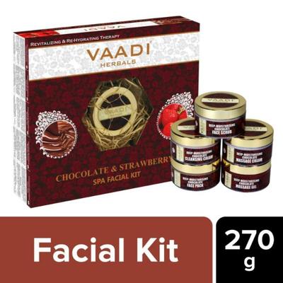 Vaadi Herbals Deep-Moisturising Chocolate SPA Facial Kit with Strawberry Extract 270 gm - Facial Kits
