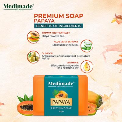 Medimade Papaya Premium Soap 100 gm - Soaps