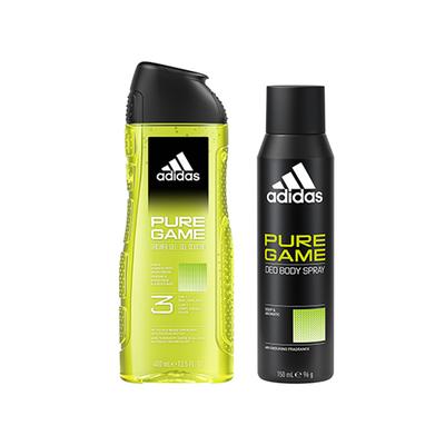 Adidas Pure Game Deodorant Spray 150ml + 3-In-1 Shower Gel 400ml 2's - Men Deodorants/Roll-Ons