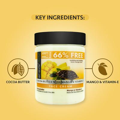 Berina Go Glow By Berina Cocoa Butter with Mango & Vitamin E Face Cream 500 ml - Skin-Treatment