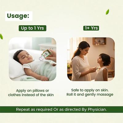 Baby Organo Ayurvedic Eucalyptus Oil Natural Cold Relief Roll-on 40 ml - Balms & Rubs