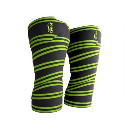 Tynor Weight Lifting Knee Wrap - Black & Green (Pack of 2) - Knee/Leg Supports