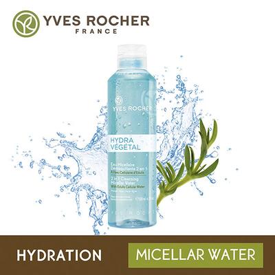 Yves Rocher Hydra Vegetal 2 In 1 Cleansing Micellar Water Normal To Combination Skin-Face-Eyes 200 ml - Eyeshadow, Bases & Primers