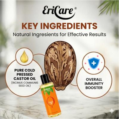 Ericare Cold Pressed Castor Oil 200 ml - Creams/Oils/Lotions
