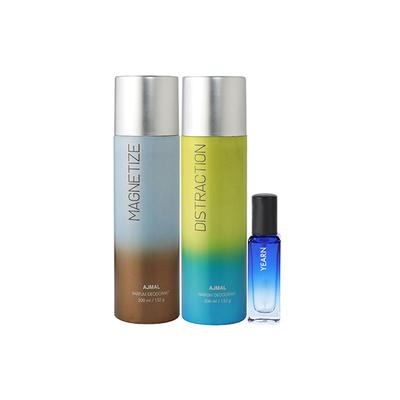 Ajmal Magnetize & Distraction Deo & Yearn EDP Pack of 3 20 ml - Women Perfumes (Edt/Edp)