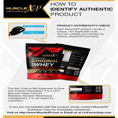 MuscleXP Raw Whey Protein Concentrate 80% Powder - Unflavored 1 kg - Whey Proteins
