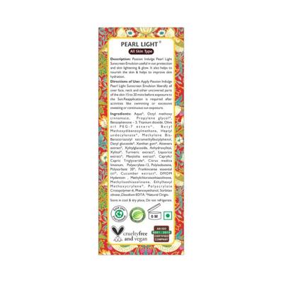 Passion Indulge Sunscreen Pearl Light Natural and Vegan Sun Lightning Formula With Uv Protection Sun Burn Protection Dermatologically Tested 200 gm - Face Sunscreen