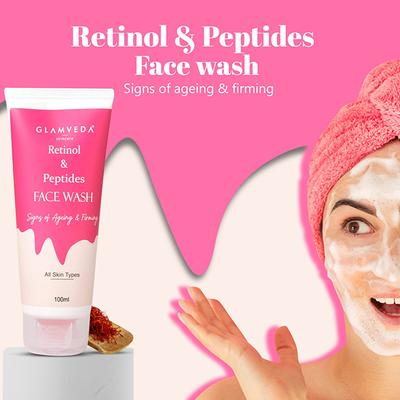 Glamveda Retinol & Peptide Anti Ageing Face WashFor Youthfull & Glowing Skin 100 ml - Face Wash & Cleansers