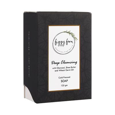 Fizzy Fern Deep Cleansing Cold Pressed Soap Charcoal Shea Butter & Wheat Cream Oil 125gm - Soaps