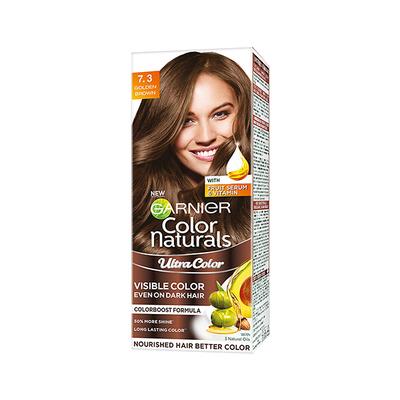 Garnier Color Naturals Ultra Color Creme Riche Hair Color, 7.3 Golden Brown with 3 Oils + Fruit Serum 55ml+ 50gm 1's - Crème