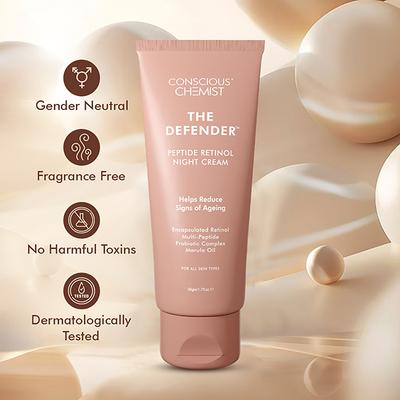Conscious Chemist The Defender Multi Peptide Retinol Anti Aging Night Gel Cream 50gm - Face Moisturizers