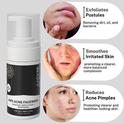 House of Beauty Anti Acne Foaming Facewash For Oily & Combination Skin with Salicylic 100ml - Face Wash & Cleansers