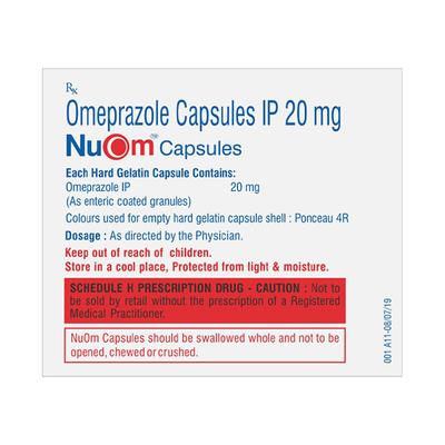 NUOM 20 Capsule 10's - Ulcer/Reflux/Flatulence-Aaa