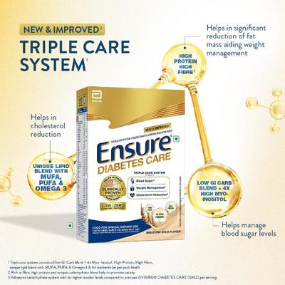 Ensure Diabetes Care Powder - Wholesome Wheat Flavour 375 g (Refill Pack) - Nutrition Powders