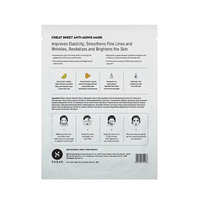 SUGAR Cosmetics Cheat Sheet Anti-Aging Mask (Pack of 6) 144 gm - Sheet Masks