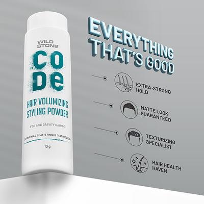 Wild Stone Code Hair Volumizing Styling Powder 10 gm - Hair Gels & Waxes